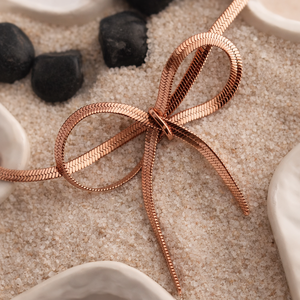 Rose Gold Bow Snake bracelet