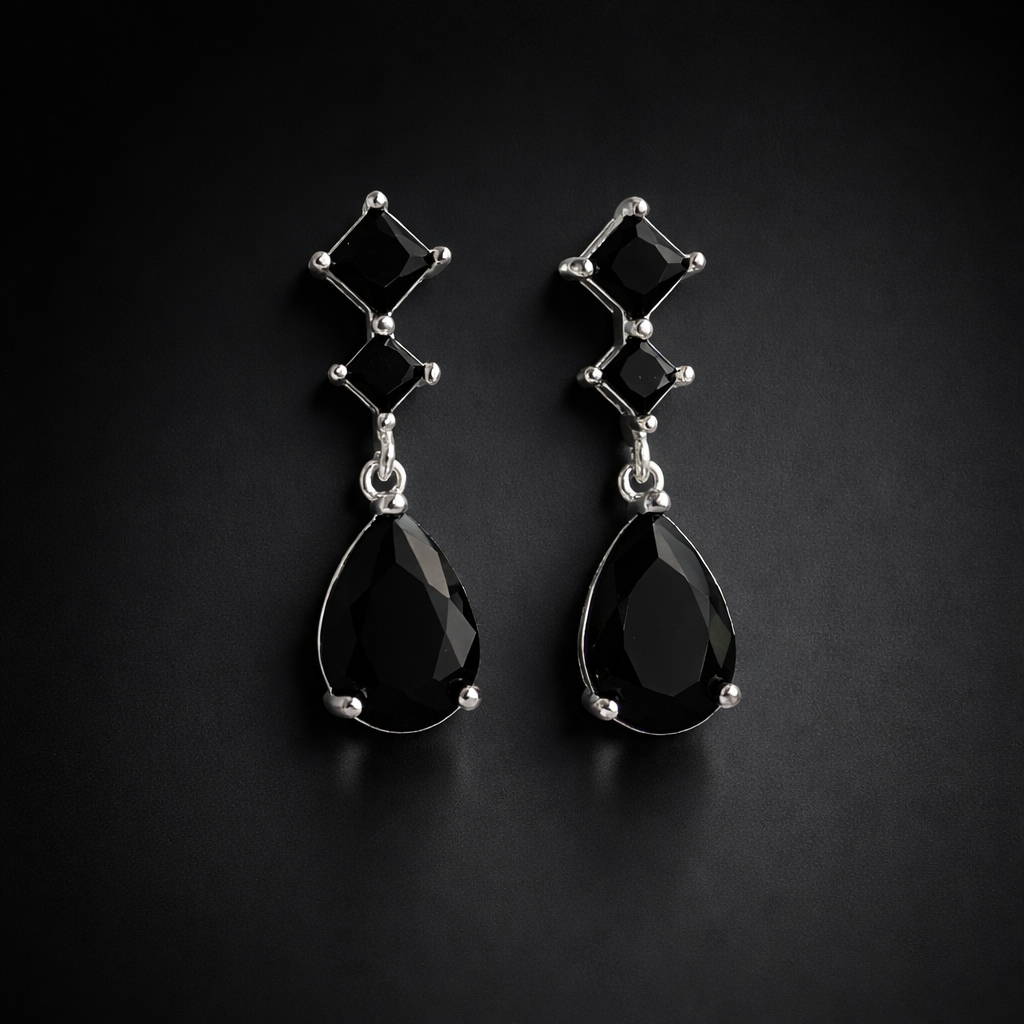 Black Onyx Triple Drop Earrings