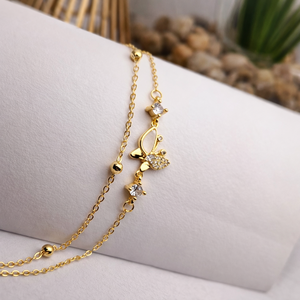 Butterfly Charm Double Layer Bracelet