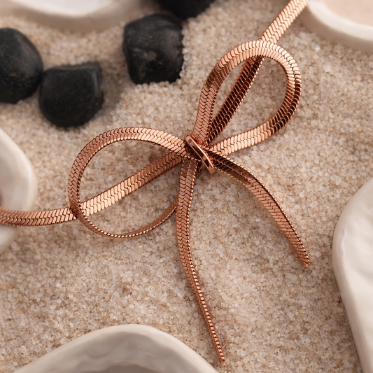 Rose Gold Bow Snake bracelet