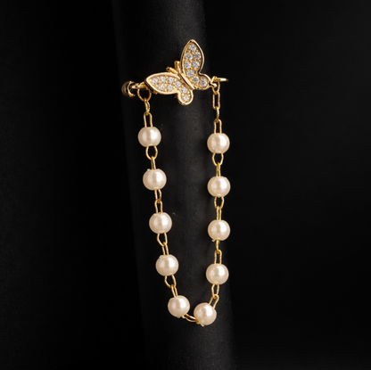 Butterfly Pearl Chain Ear Cuff