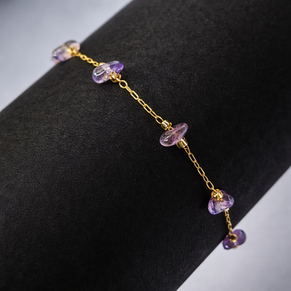 Gold Clover & Crystal Charm Bracelet
