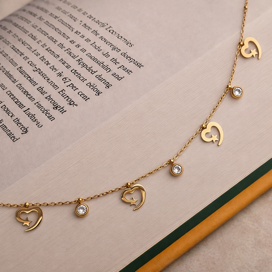 Gold Heart Star & Crystal Charm bracelets