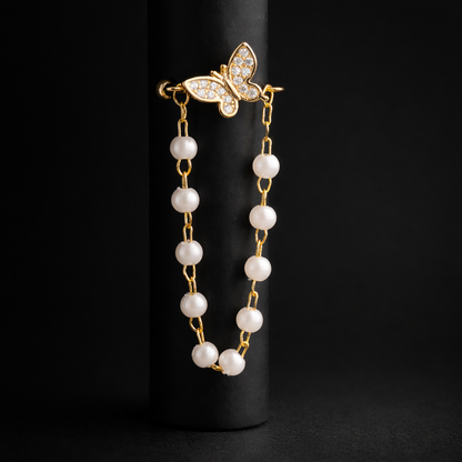 Butterfly Pearl Chain Ear Cuff