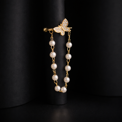 Butterfly Pearl Chain Ear Cuff