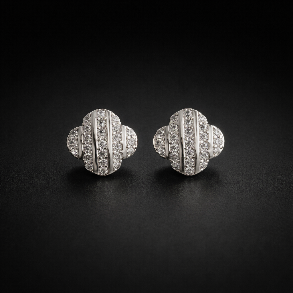 Crystal Pavé Clover Stud Earrings