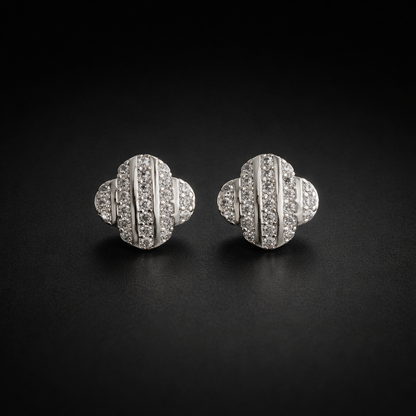 Crystal Pavé Clover Stud Earrings