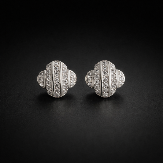 Crystal Pavé Clover Stud Earrings