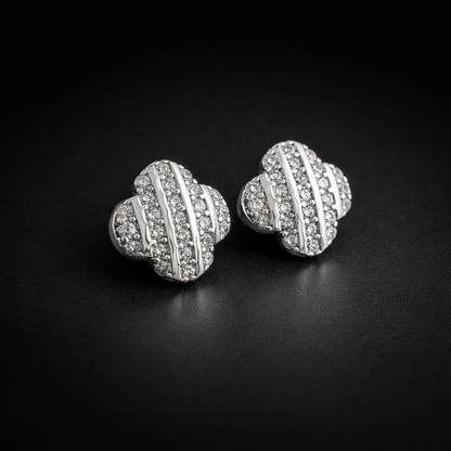 Crystal Pavé Clover Stud Earrings