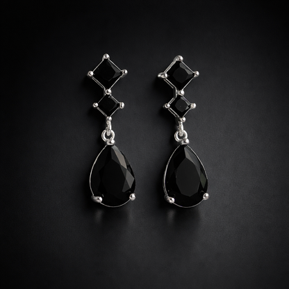 Black Onyx Triple Drop Earrings
