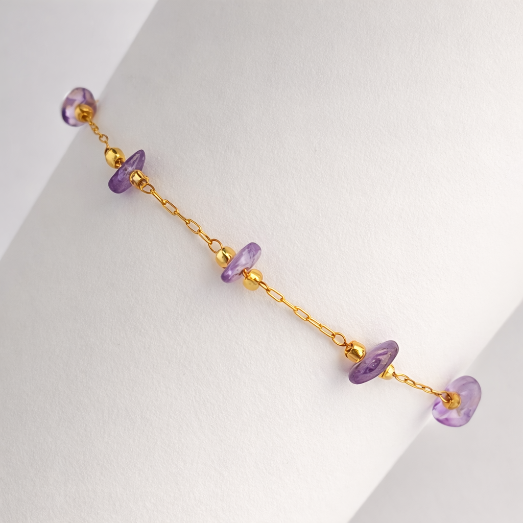 Gold Clover & Crystal Charm Bracelet