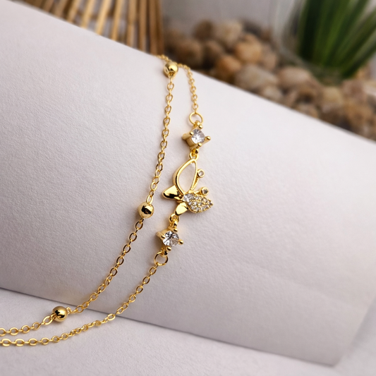 Butterfly Charm Double Layer Bracelet