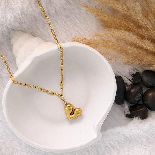 Puffy Heart Locket Pendant Necklace