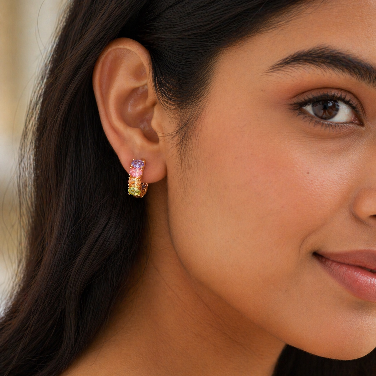 Multi Colour Diamond Earrings